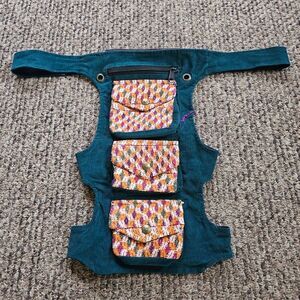 Festival Utility Cargo Belt Bag Thigh Leg Wrap 5 Pockets Guatemalan Fabric
